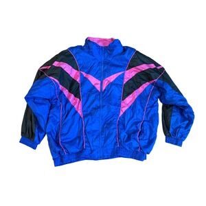 Active Exposure Windbreaker Jacket Womens 1X Blue Pink Colorblock 90s Vintage